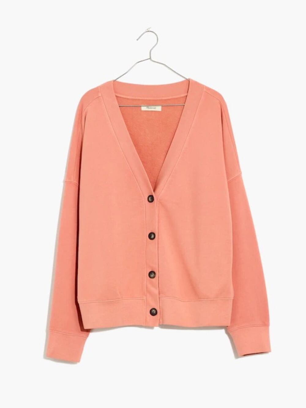 Madewell (Re)sourced Cotton Cardigan Sweatshirt Burnished Blush Size Small